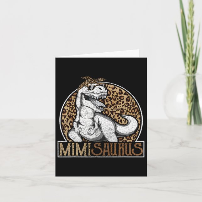 Cartão Camisa de Dinossauro Mimisaurus Mimi Leopardo  (Frente)