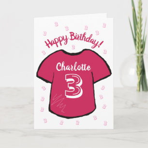 Cartão Camisa de futebol/ aniversário de 3 anos