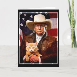 Cartão Camisa de Gato Donald Trump Cowboy Engraçado Trump