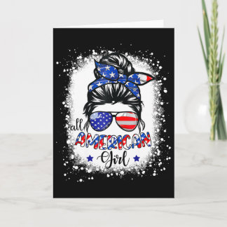 Cartão Camisa de Menina Totalmente Americana Bandeira dos