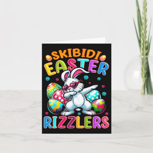 Cartão Camisa de Páscoa engraçada - Skibidi Easter Bunny  (Frente)
