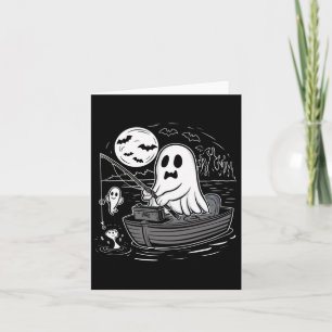 Cartão Camisa de Pesca do Halloween Spooky Ghost Pescador