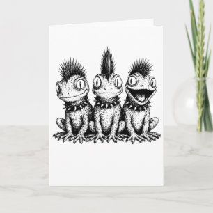 Cartão Camisa de Sapo Punk Fofa Trio de Sapo Espinhoso Te