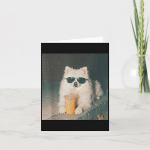Cartão Camisa engraçada de cachorro bebendo café gelado P