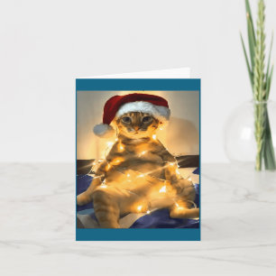 Cartão Camisa engraçada de Natal de gato meme Cute Festa 