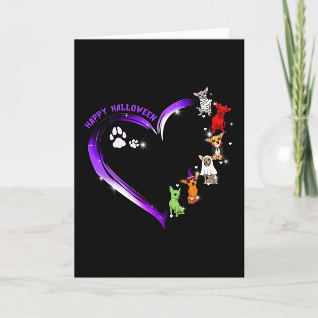 Cartão Camisa Feliz Dia das Bruxas de Fantasia de Chihuah (Frente)