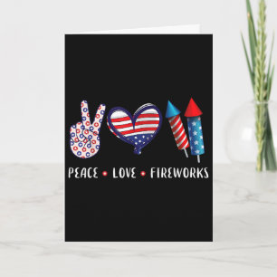 Cartão Camisa Paz Amor Fogos de Artifício Celebração do 4