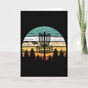 Cartão Camisa Retro de Disc Golf, Pôr do Sol Vintage Fris