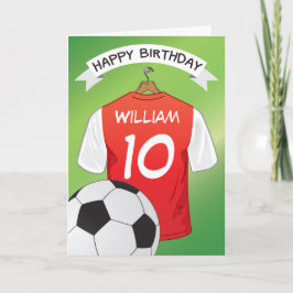 Cartão Camisa Vermelha Futebol Personalizado Aniversário 