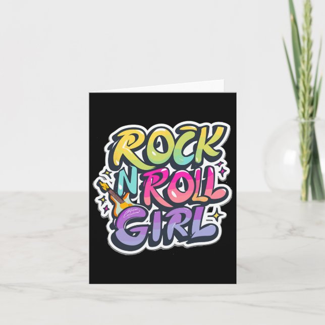 Cartão Camisas De banda Para Crianças Rock N Roll Girl Ro (Frente)