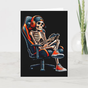 Cartão Camisas de Halloween Esqueleto Gamer Vídeo Jogos M
