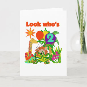 Cartão Camisas e presentes do segundo aniversário Safari