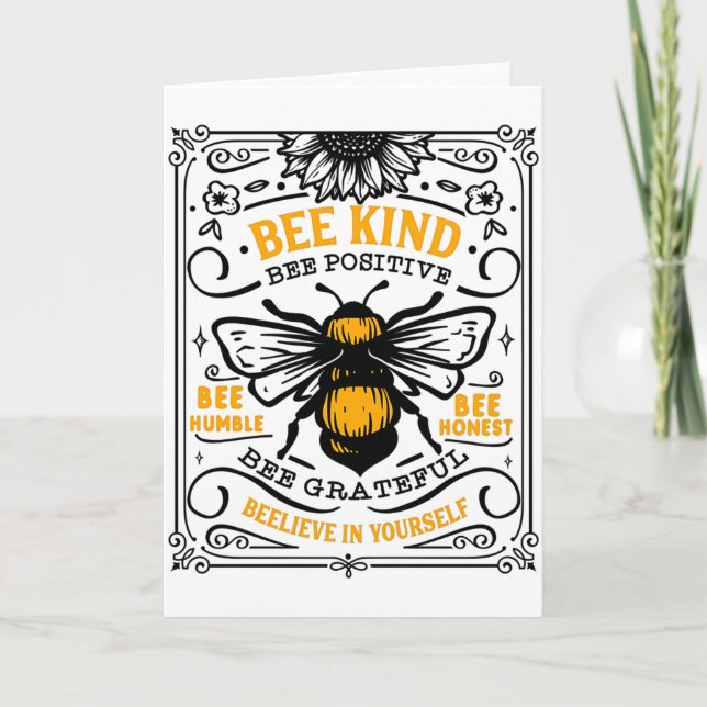 Cartão Camiseta Bee Kind Bee Positive  (Frente)