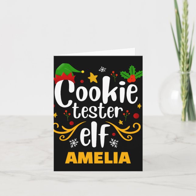 Cartão Camiseta Combinando Família Elfo Testador de Bisco (Frente)