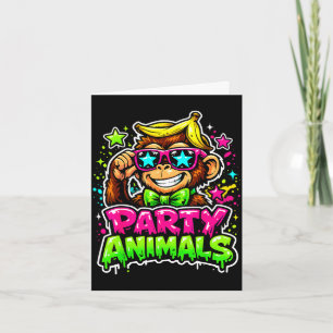 Cartão Camiseta de beisebol de animais de festa macaco en
