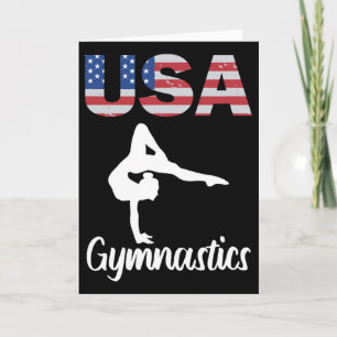 Cartão Camiseta de ginástica da bandeira americana dos EU