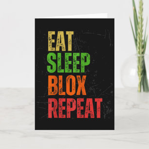 Cartão Camiseta de Jogos Blox, Coma Dormir Blox Repetir,