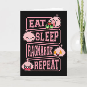 Cartão Camiseta de Meme de Jogador Ragnarok Poring Comer