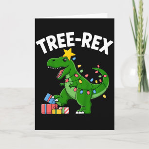 Cartão Camiseta de Natal do Dinossauro T-rex Kids Tree-re