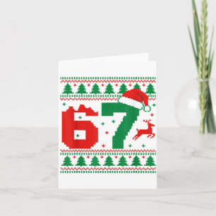 Cartão Camiseta de Natal engraçada 67 Meme 6 7 feia para