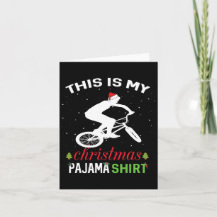 Cartão Camiseta de Natal para Família de Ciclista de BMX 