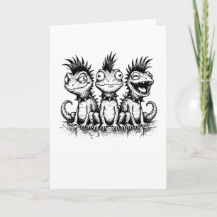 Cartão Camiseta de Rã Punk Fofa, Trio de Rã Espinhosa, Gó
