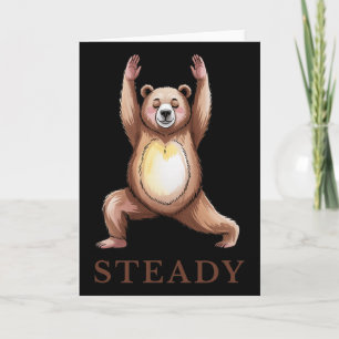 Cartão Camiseta de Yoga Urso Firme Calmo Lance Animal Fof