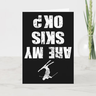 Cartão Camiseta Divertida de Esqui com Efeito de Desgaste