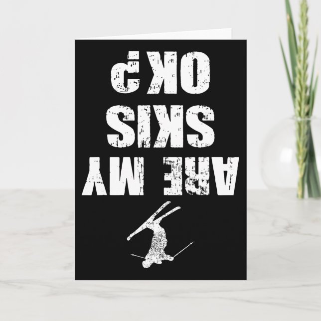 Cartão Camiseta Divertida de Esqui com Efeito de Desgaste (Frente)