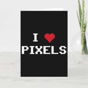 Cartão Camiseta Divertida de Fã de C64 Eu Amo Pixels