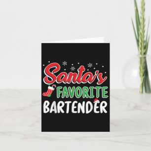 Cartão Camiseta do Bartender Favorito do Papai Noel Festa