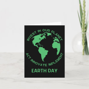 Cartão Camiseta do Dia da Terra Invista em Nosso Planeta