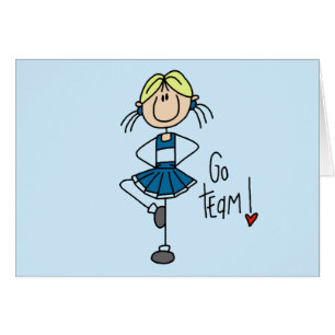 Cartão Camiseta e presentes azuis do cheerleader