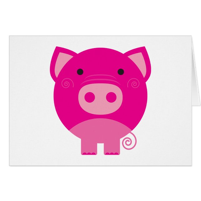 Cartão Camiseta e presentes cor-de-rosa do porco (Frente Horizontal)