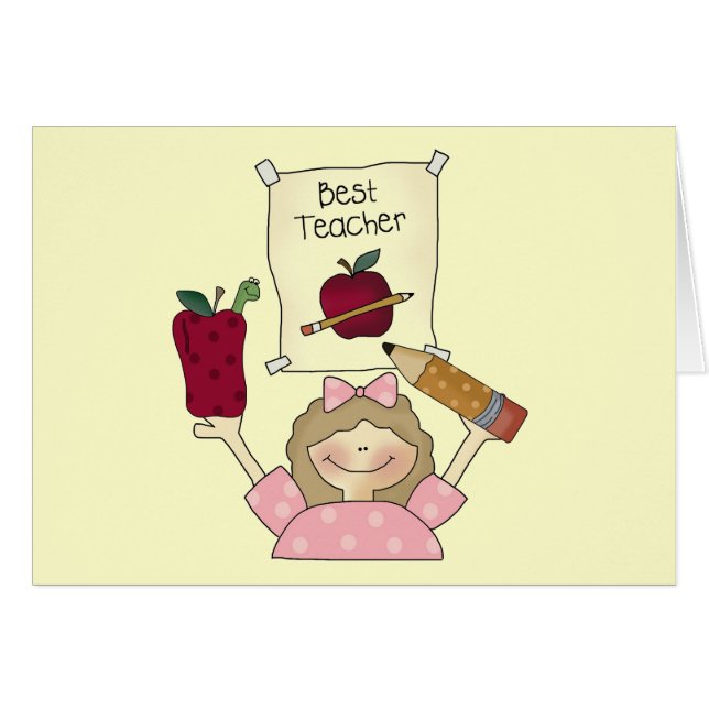 Cartão Camiseta e presentes do professor da menina o (Frente Horizontal)