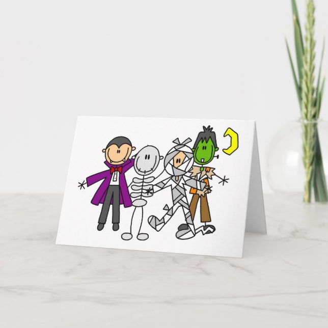 Cartão Camiseta e presentes dos monstro do Dia das Bruxas (Frente)