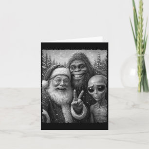 Cartão Camiseta engraçada de Natal com gato, Papai Noel, 