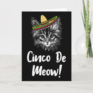 Cartão Camiseta engraçada do gato para o Cinco De Mayo