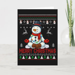 Cartão Camiseta Feia de Natal Ioga Boneco de Neve Santa B