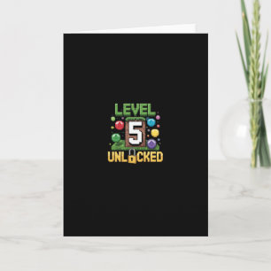 Cartão Camiseta Infantil de Aniversário Nível 5 Desbloque