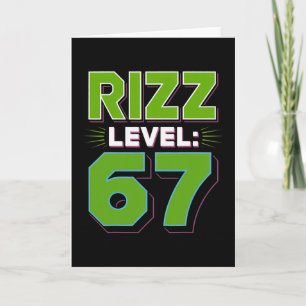 Cartão Camiseta Meme Nível Rizz 67 Tendência Juvenil Seis