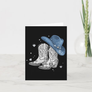 Cartão Camiseta preta de mulheres jeans e diamantes Weste