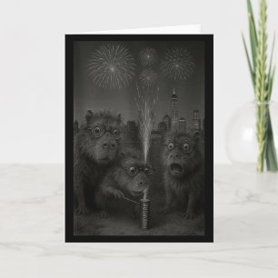 Cartão Camiseta Regata Capivara Engraçada Fogos de Ano No