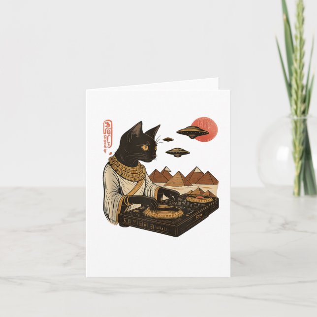 Cartão Camiseta Tank Top de Gato Egípcio Dj Ufo Arte_1  (Frente)