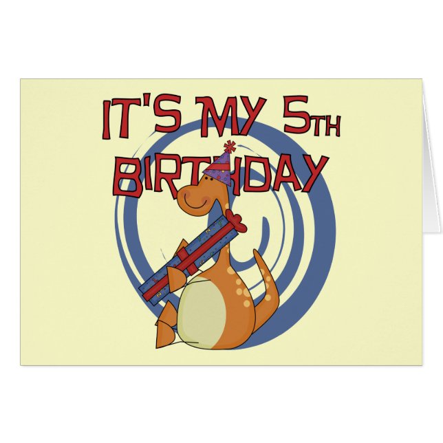 Cartão Camisetas de aniversário e presentes do Dinossauro (Frente Horizontal)