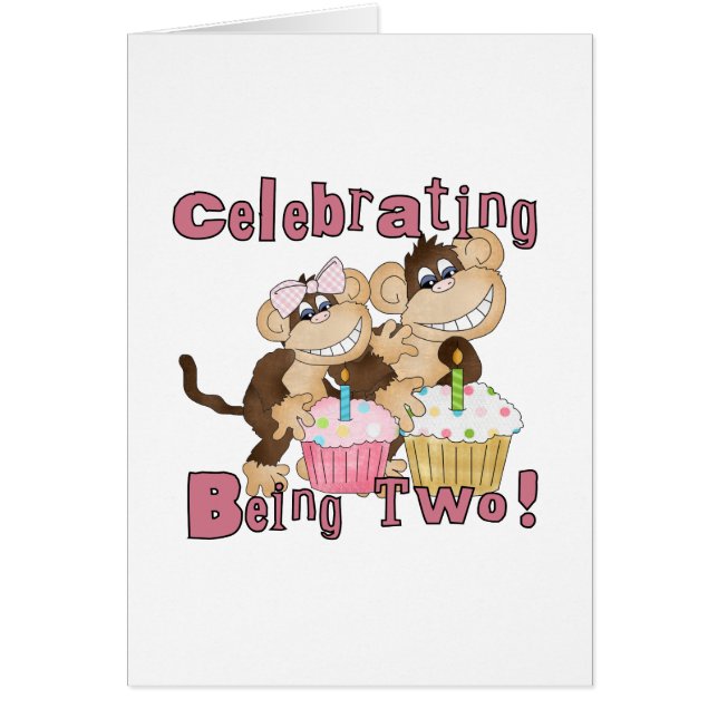 Cartão Camisetas e presentes de macacos de festa rosa (Frente)