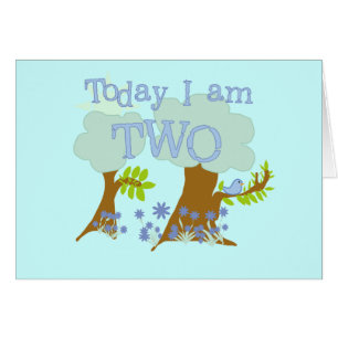 Cartão Camisetas e presentes do segundo aniversário Blueb