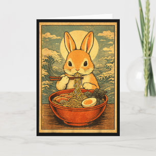 Cartão Camisetas Gráficas Japonesas Bunny Ramen Para Home