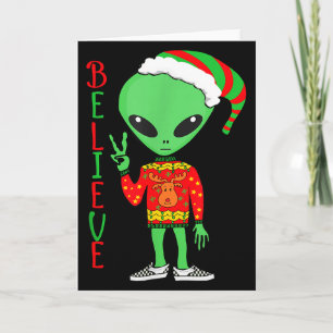 Cartão Camisola Feia de Natal Alienígena Engraçada Eu Acr