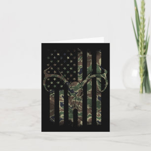 Cartão Camo American Flag Deer Skull Elk, Caça A Caça Nos
